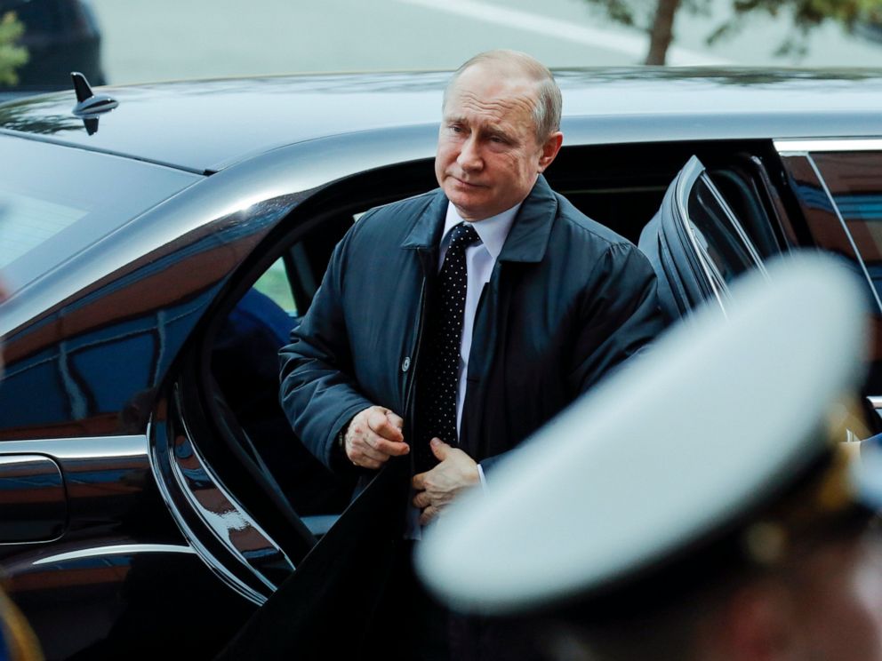 PHOTO: Russian President Vladimir Putin arrives to meet with North Koreas leader Kim Jong Un in Vladivostok, Russia, Thursday, April 25, 2019.