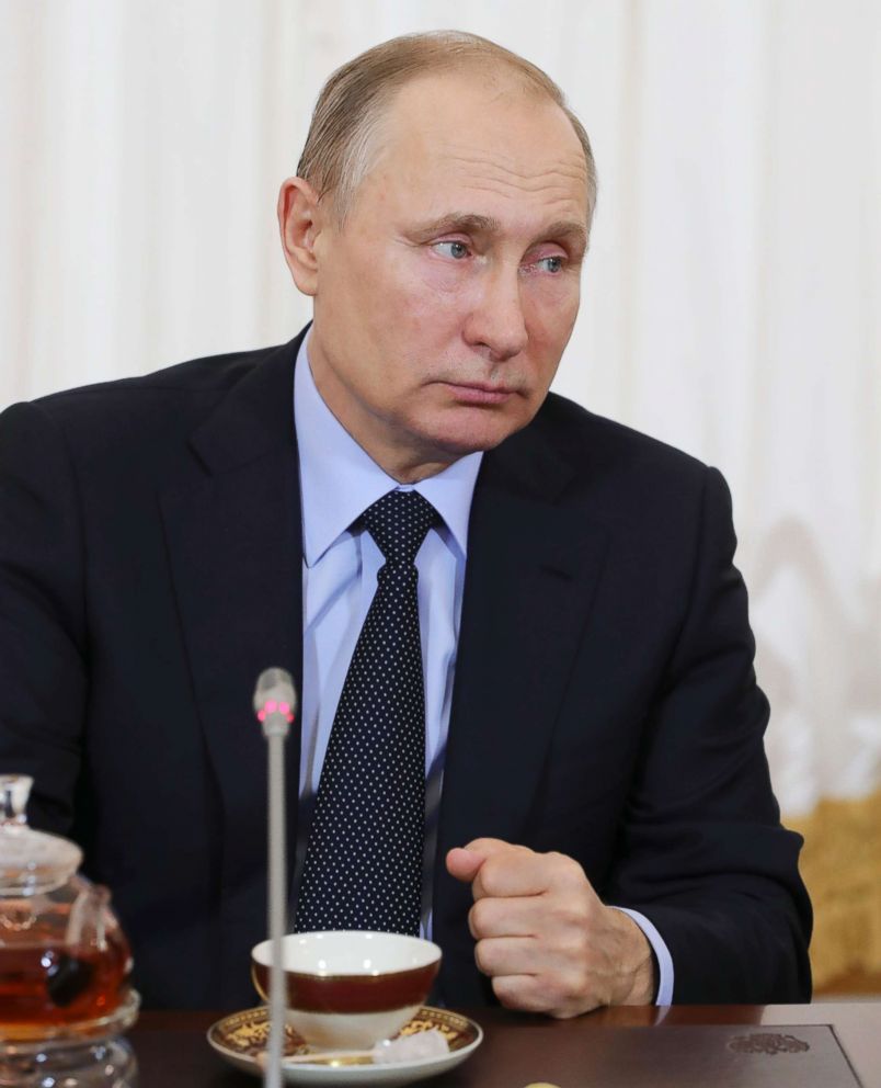 PHOTO: Russian President Vladimir Putin speaks during a meeting with the finalists of the national contest of managers Leaders of Russia in the Kremlin in Moscow, Feb. 12, 2018.