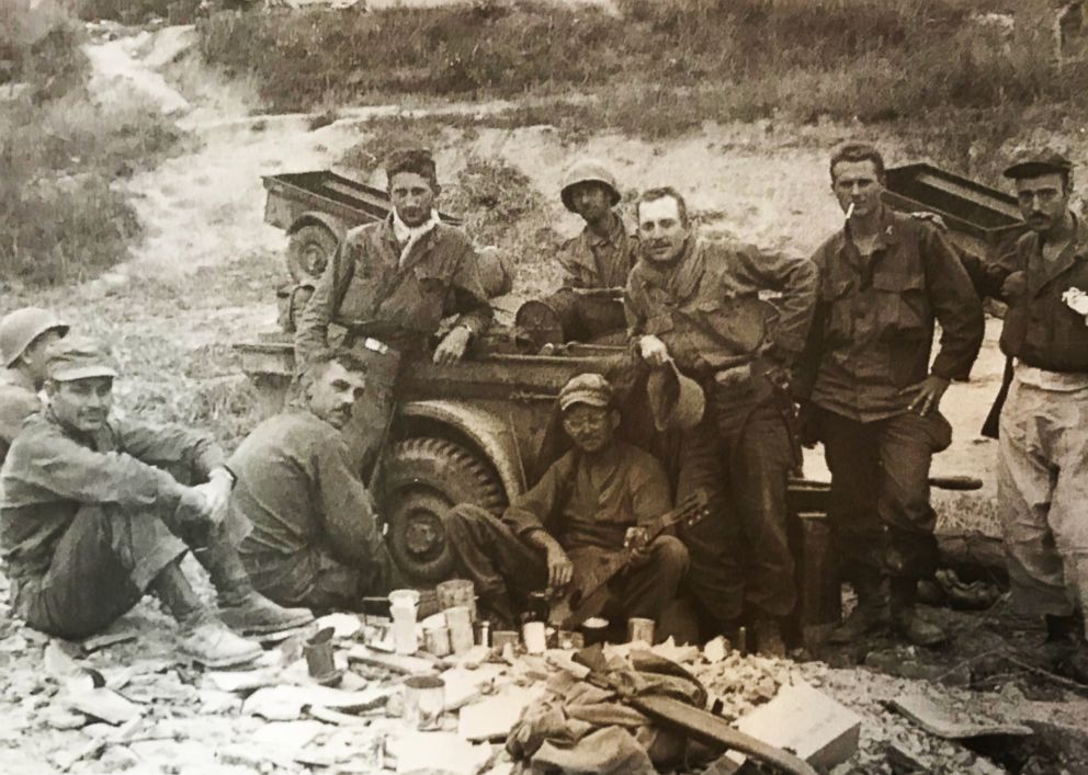 PHOTO: Volney Warner (2nd from right) as a lieutenant in the Korean War, in Korea, 1950.