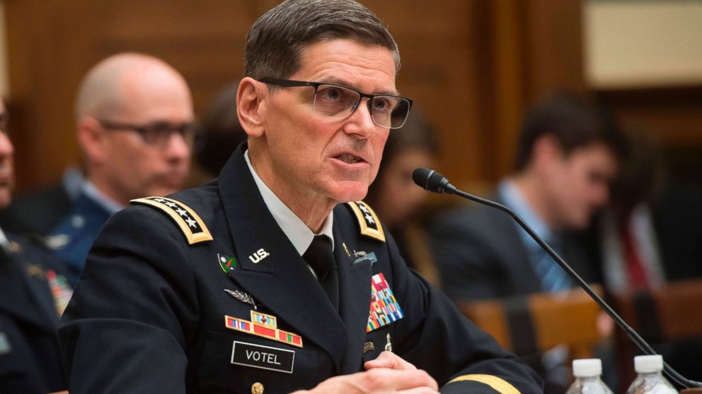 PHOTO: Army General Joseph Votel, commander of the US Central Command, testifies during a House Armed Services Committee hearing on Capitol Hill, Feb. 27, 2018. 