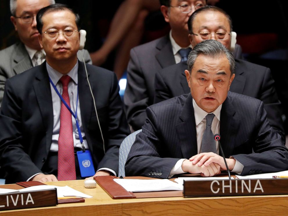 PHOTO: Chinas Foreign Minister Wang Yi addresses a U.N. Security Council meeting at the 73rd session of the United Nations General Assembly at U.N. headquarters in N.Y., Sept. 26, 2018.