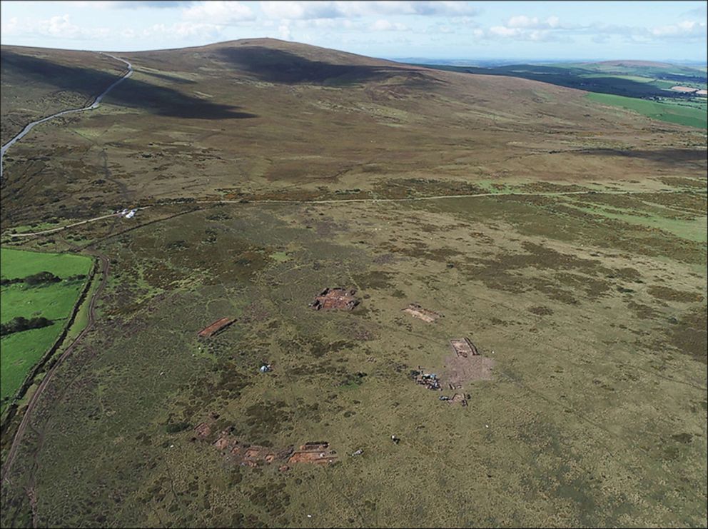 PHOTO: The Waun Mawn stone circle in the Preseli Hills in north Pembrokeshire, west Wales, during excavation in 2018, viewed from the north.