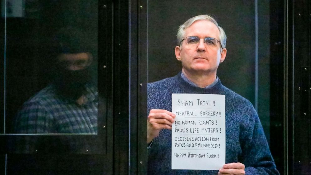 PHOTO: Paul Whelan, a former U.S. marine who was arrested for alleged spying, listens to the verdict in a courtroom at the Moscow City Court in Moscow, June 15, 2020.