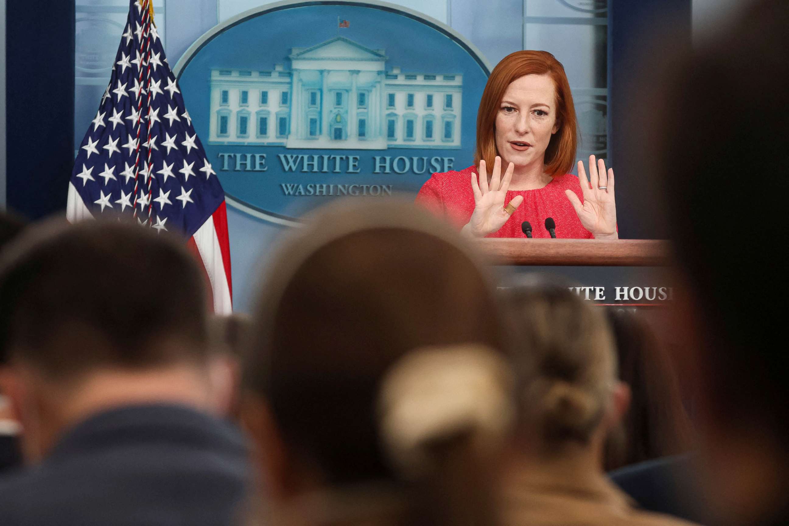 PHOTO: White House Press Secretary Jen Psaki holds a press briefing at the White House in Washington, Feb. 9, 2022.