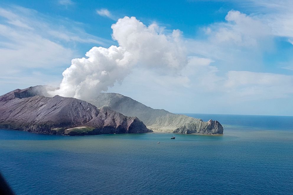 PHOTO: This photo taken on Dec. 9, 2019, provided by the Auckland Rescue Helicopter Trust, shows the eruption of the volcano on White Island, New Zealand.