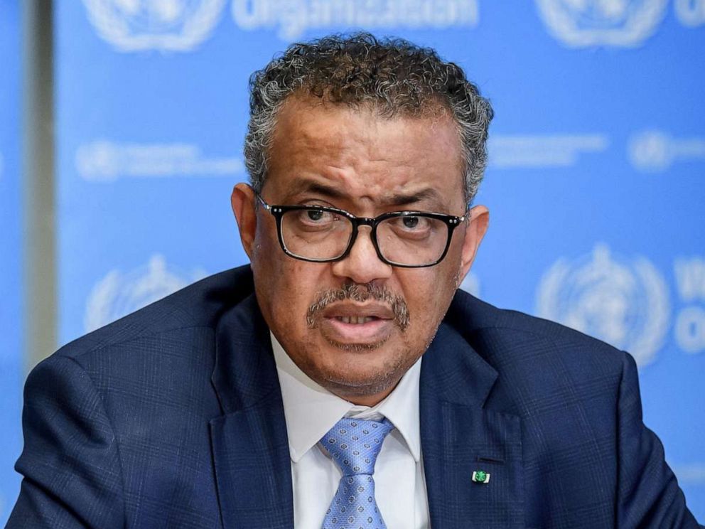 PHOTO: WHO Director-General Tedros Adhanom Ghebreyesus speaks about COVID-19, March 2, 2020, in Geneva. On Jan. 30, 2022, the WHO announced COVID-19 was still a public health emergency but that the pandemic "is probably at a transition point."