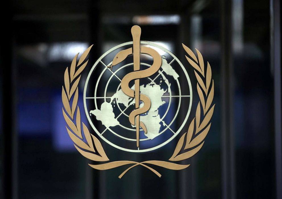 PHOTO: A logo is pictured on the headquarters of the World Health Organization, ahead of an emergency committee meeting on the novel coronavirus, in Geneva, Switzerland, on Jan. 30, 2020.