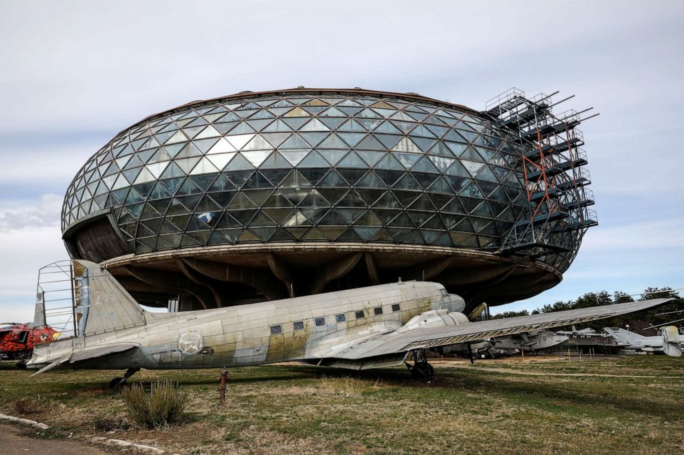 PHOTO: A formally used Yugoslav passenger aircraft sits in front of the Aeronautical Museum in Belgrade, Serbia, March 5, 2019.