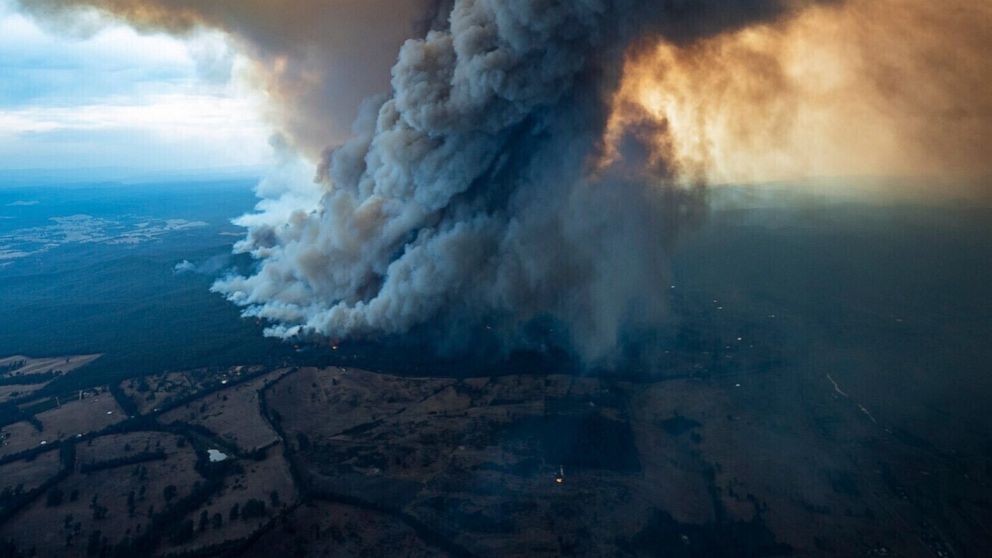 PHOTO: Massive smoke rises from wildfires burning in East Gippsland, Victoria in Australia, Jan. 2, 2020. 