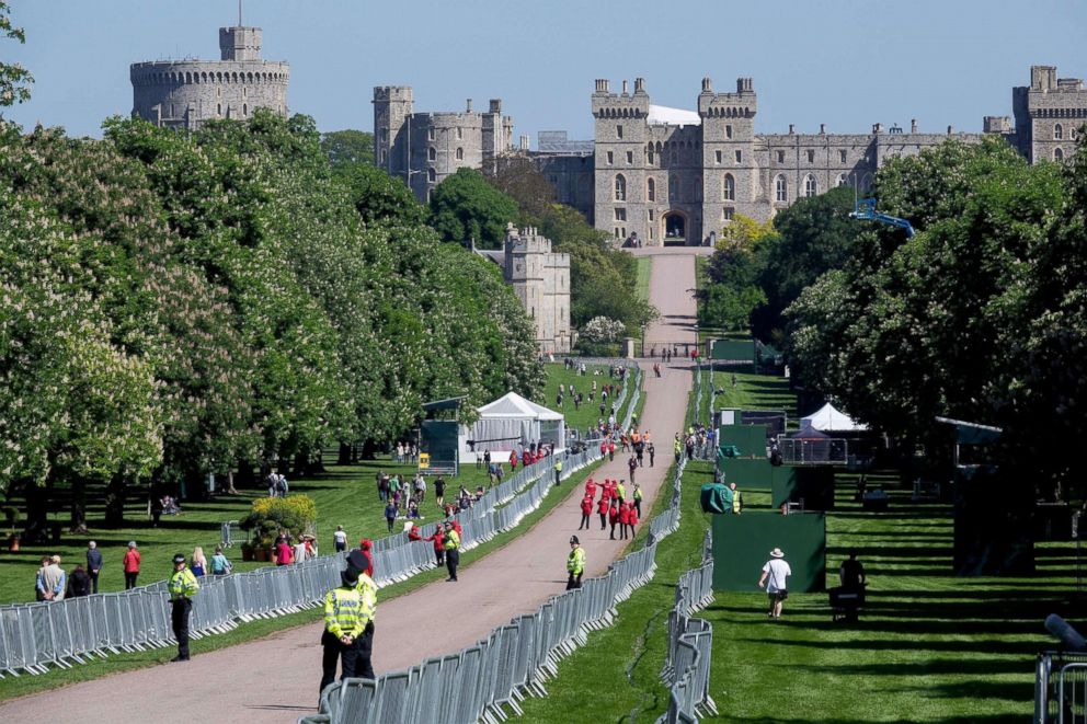 PHOTO: Barriers are in place on The Long Walk leading to Windsor Castle two days ahead of the wedding of Prince Harry and Meghan Markle, May 17, 2018, in Windsor, England.