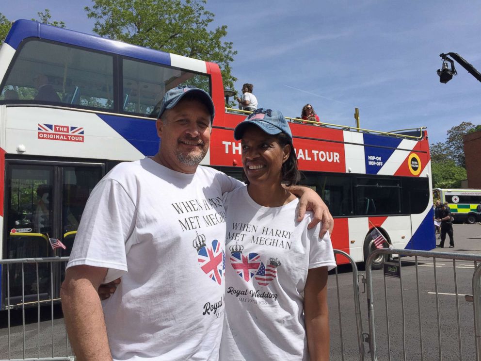 PHOTO: Jeanette Valentine and her boyfriend Patrick McKemie from California camped outside Windsor Castle on May 18, the day before the royal wedding. 