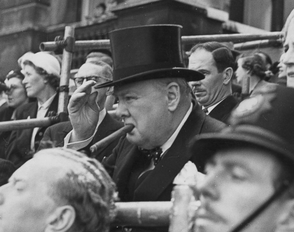 PHOTO: Prime Minister Winston Churchill attends the trooping of the colour, June 5 1952.  