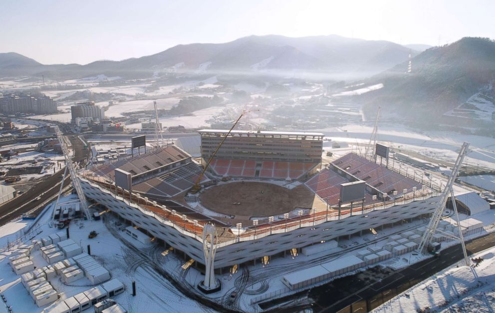 PHOTO: An aerial view of the main Olympic stadium for the 2018 Pyeongchang Winter Olympics in South Korea, Nov. 27, 2017.