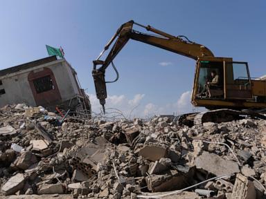 Border town's residents rebuild in south Lebanon as Hezbollah leader calls for Israeli withdrawal