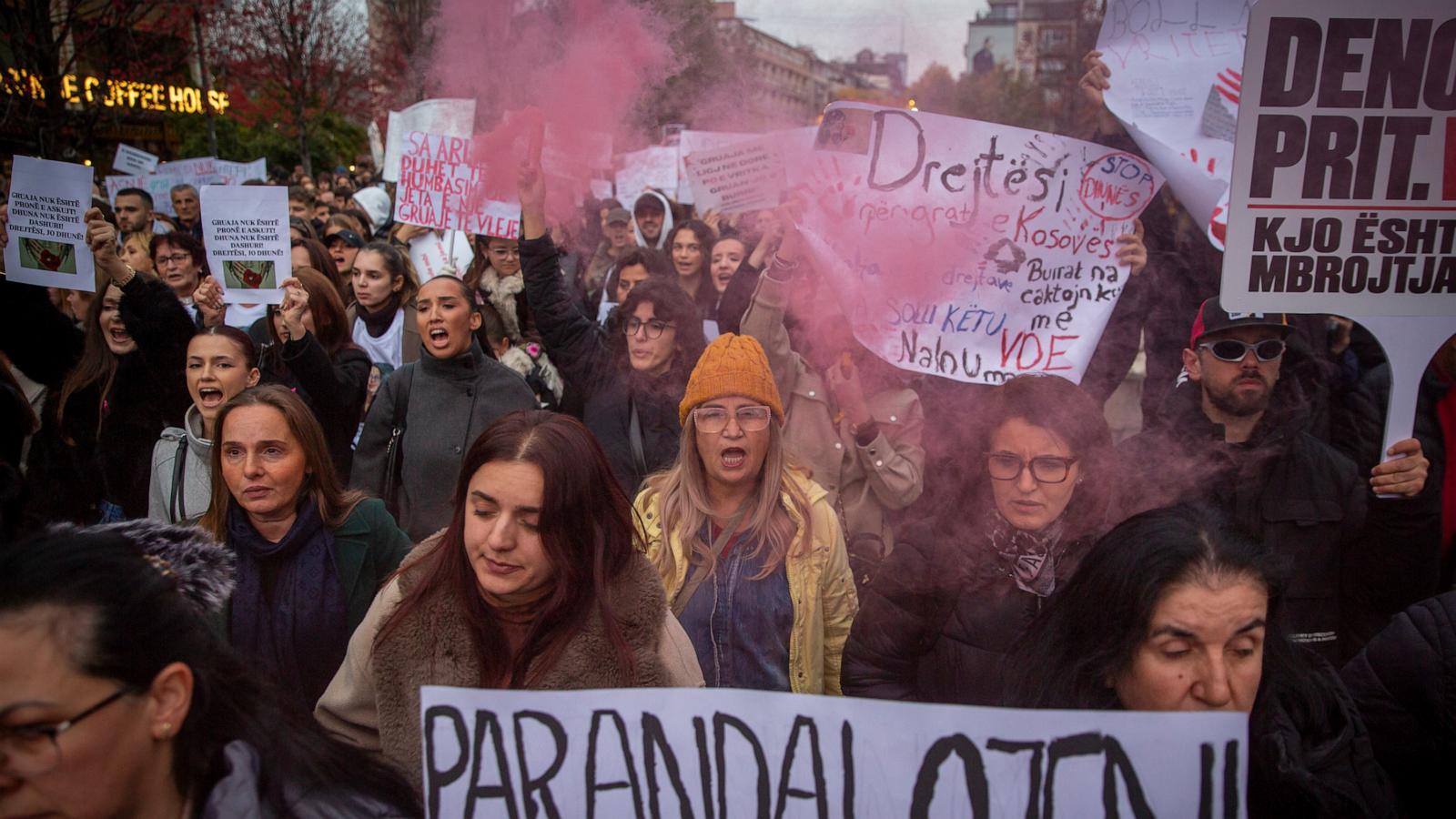 Thousands in Kosovo demand state action after 8 women die this year in domestic violence