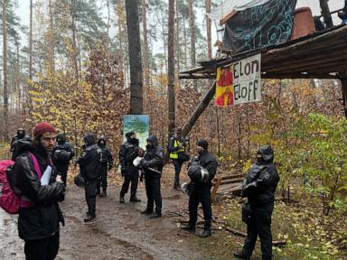 German police break up an environmental activists' camp near Tesla plant outside Berlin