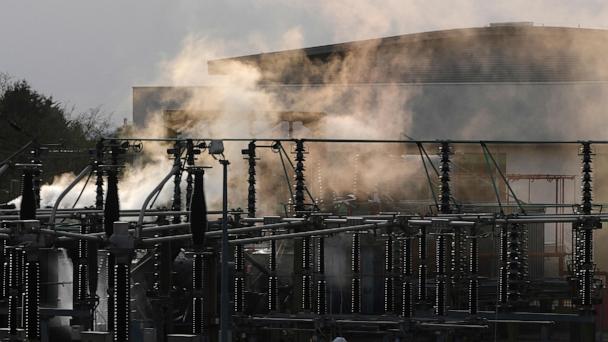 FILE -Smoke rises from the North Hyde electrical substation, which caught fire last night, leading to the closure of the Heathrow Airport, in London, March 21, 2025.(AP Photo/Kirsty Wigglesworth), File)