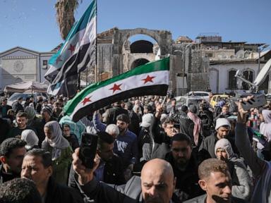 Thousands of Syrian celebrate in central Damascus during first Friday prayers since Assad's fall