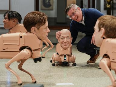 Robot dogs with Musk and Zuckerberg heads roam Berlin gallery in Beeple's new exhibit