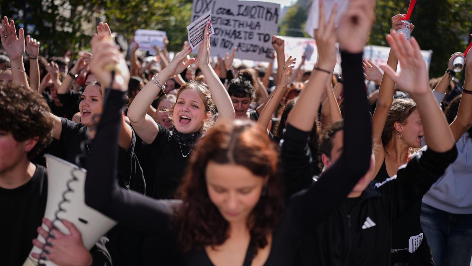 Students and teachers march through Greek capital to protest cost of living