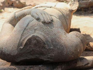 The torso of a Buddha statue has been found at Cambodia's Angkor temple complex