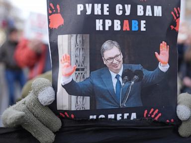 Car rams and injures orchestral musicians in Belgrade during a protest over station roof collapse