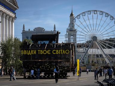 Charred transformer on Kyiv square makes for an unusual Ukraine war exhibit