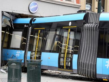 Tram derails and plows into a shop in Norwegian capital, only 4 lightly injured