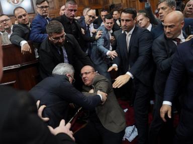 Scuffles in Serbian parliament as deadly station collapse sparks anger at the government