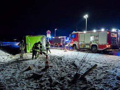 A bus accident on a highway in northeastern Germany leaves 2 dead