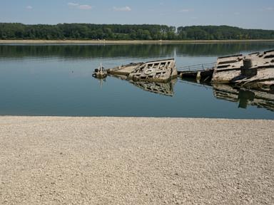 Danube River's water is dropping so low that World War II ships are emerging