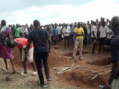 14 people killed when lightning hits a church in a remote refugee camp in Uganda