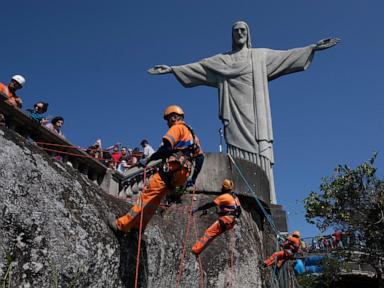 Rio de Janeiro climbers clean site of iconic Christ the Redeemer statue