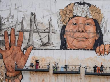 Brazilian artist uses ash, mud for Sao Paulo mural lamenting climate disasters