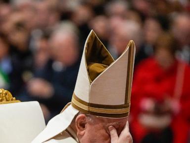 Pope Francis presides over ceremony for new cardinals with wide bruise on his chin