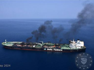 Projectiles strike a ship in the Red Sea in a suspected Yemen rebel attack