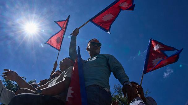 Pro-monarchy supporters take part in a rally calling for the restoration of Nepal's monarchy in Kathmandu, Nepal, Thursday, May 29, 2025. (AP Photo/Niranjan Shrestha)