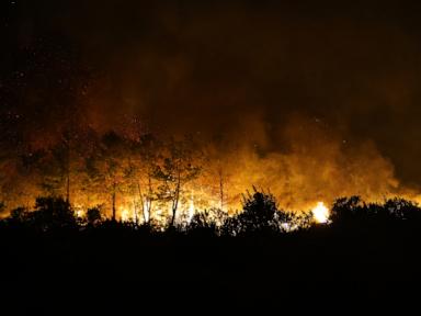A wind-fueled wildfire forces hundreds from homes in Turkey as firefighters battle flames