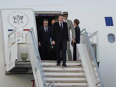 French president in Lebanon to meet the country's new leaders and discuss ceasefire with Israel