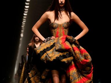 Versace struts confident collection as rumors swirl that the Milan fashion mainstay is on the market