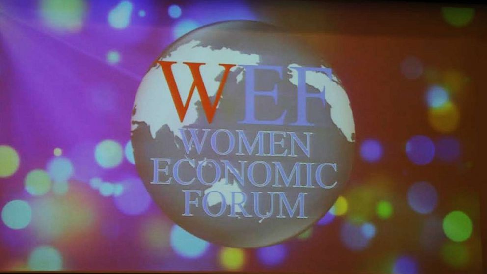 PHOTO: An undated photo shows the "Women Economic Forum" logo displayed on a screen.