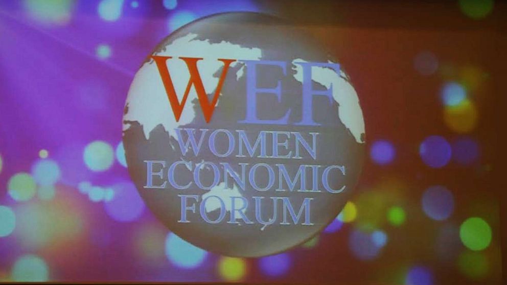 PHOTO: An undated photo shows the "Women Economic Forum" logo displayed on a screen.