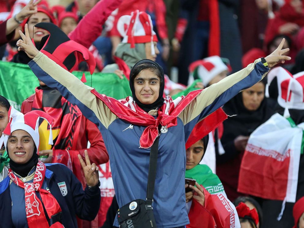 PHOTO: Persepolis female fans cheer for their team on Nov. 10, 2018, at the Azadi Stadium in Tehran.