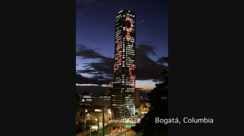 PHOTO: On the eve of International Women’s Day, Catalyst is using buildings as beacons to send a powerful message to the world: we need workplaces that work for women, March 7, 2018.  