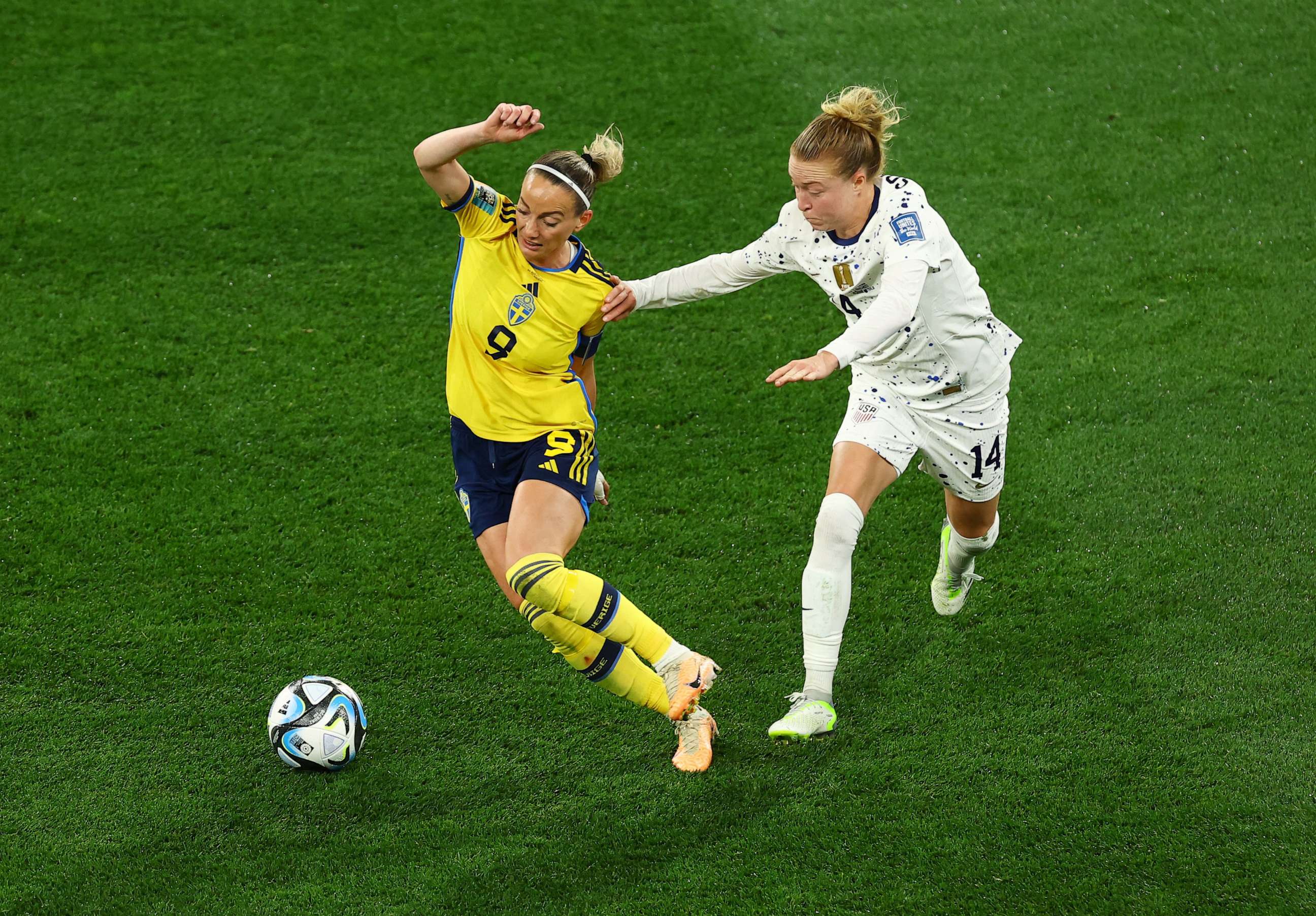 PHOTO: U.S. and Sweden play in the FIFA Women's World Cup Round of 16 in Melbourne, Australia, August 6, 2023.