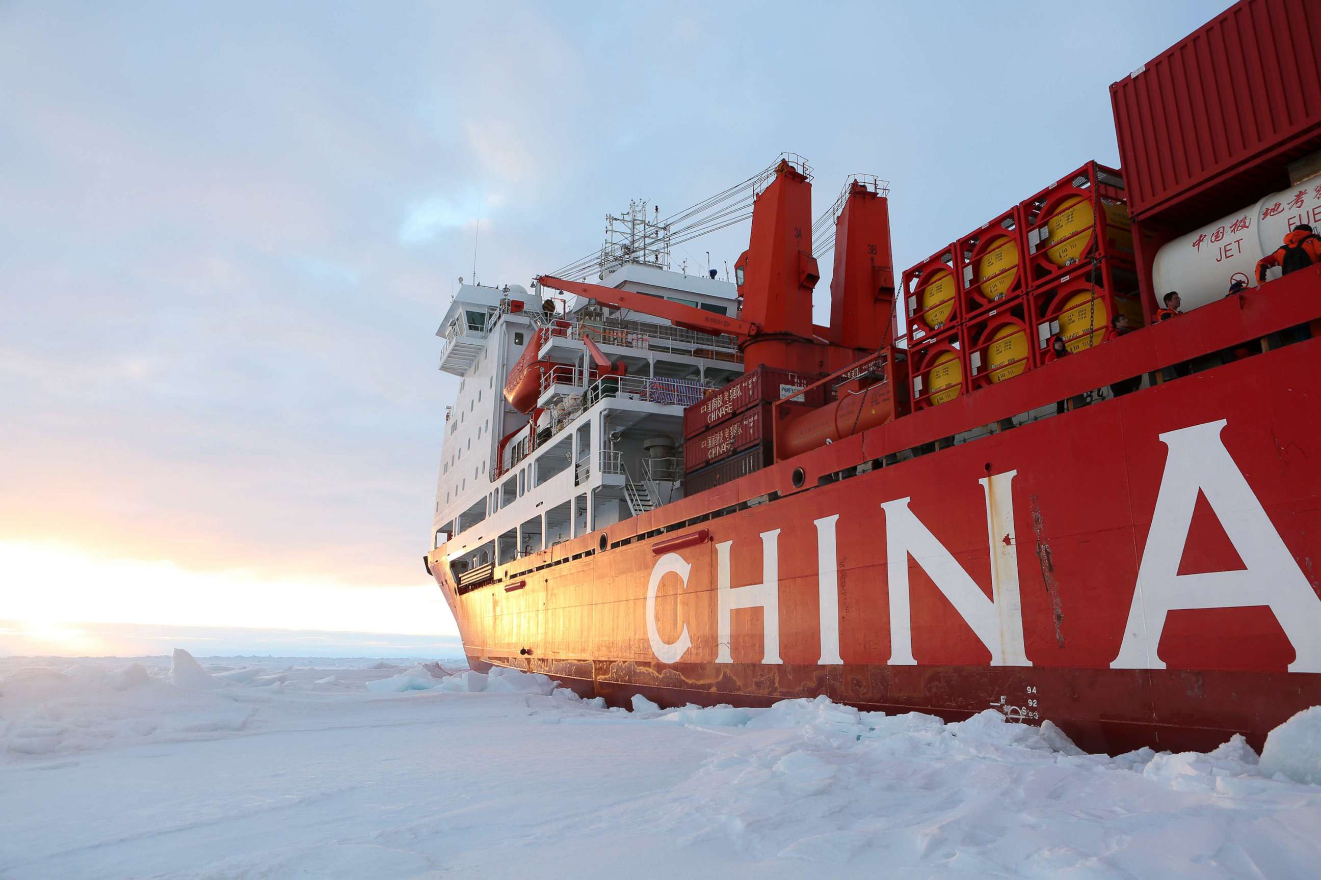 PHOTO: China's research icebreaker Xuelong arrives at the roadstead off the Zhongshan station in Antarctica, Dec. 1, 2018.