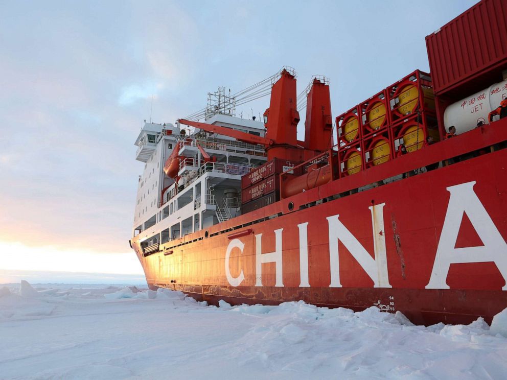 PHOTO: Chinas research icebreaker Xuelong arrives at the roadstead off the Zhongshan station in Antarctica, Dec. 1, 2018.