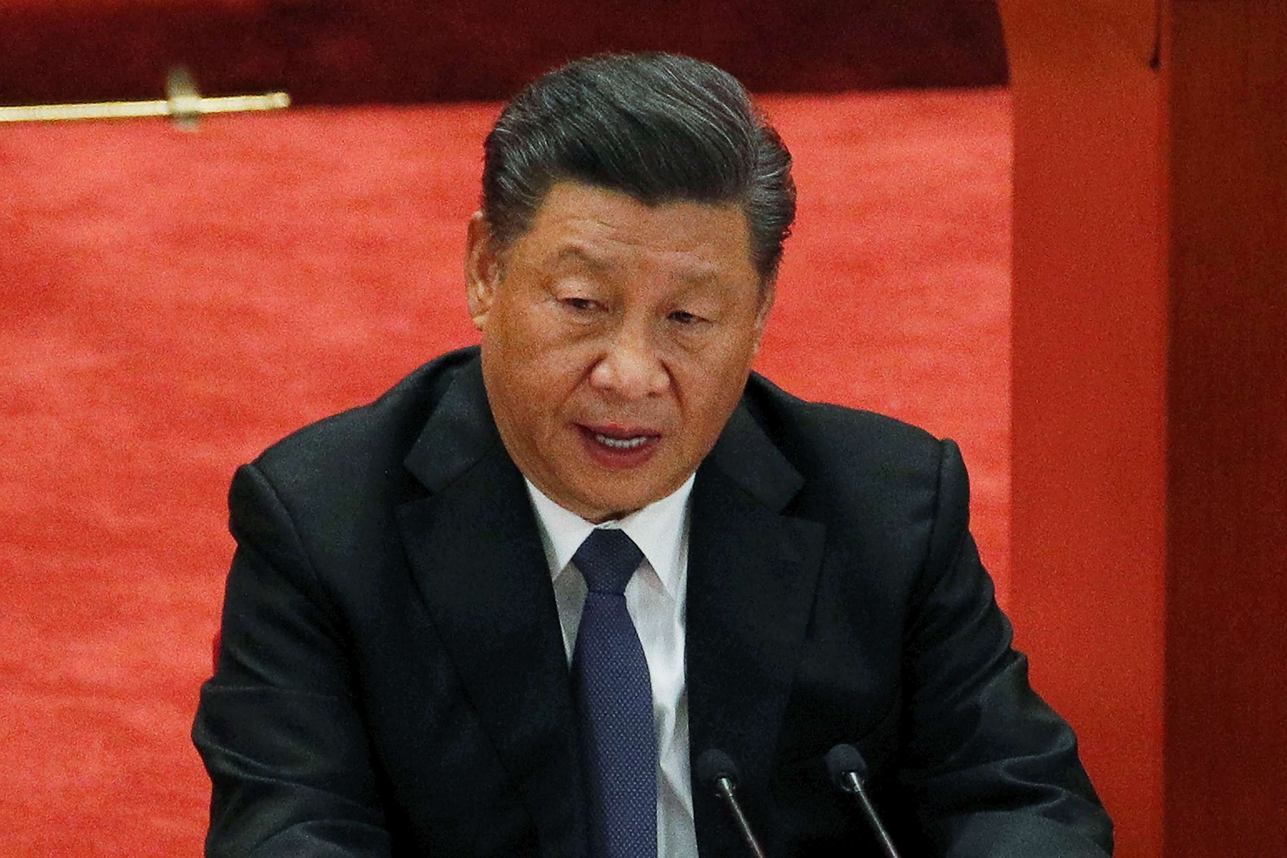 PHOTO: Chinese President Xi Jinping delivers a speech at the Great Hall of the People in Beijing on Oct. 23, 2020.