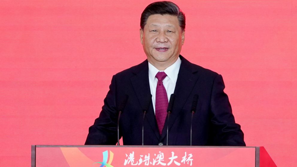 PHOTO: Chinese President Xi Jinping attends the opening ceremony of the Hong Kong-Zhuhai-Macau bridge in Zhuhai, China, Oct. 23, 2018.