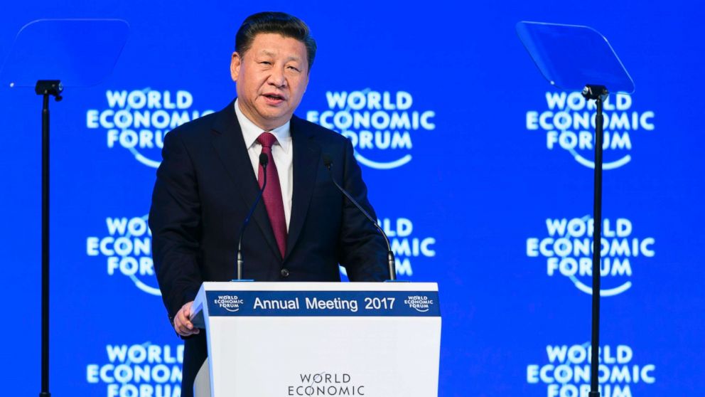 PHOTO: China's President Xi Jinping delivers a speech during the first day of the World Economic Forum, Jan. 17, 2017, in Davos Switzerland.